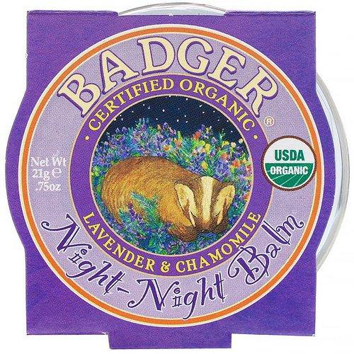 Badger Company, Organic, Night-Night Balm, Lavender & Chamomile, .75 oz (21 g) فوائد