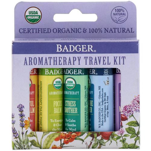Badger Company, Organic, Aromatherapy Travel Kit, 5 Pack, .15 oz (4.3 g) Each فوائد
