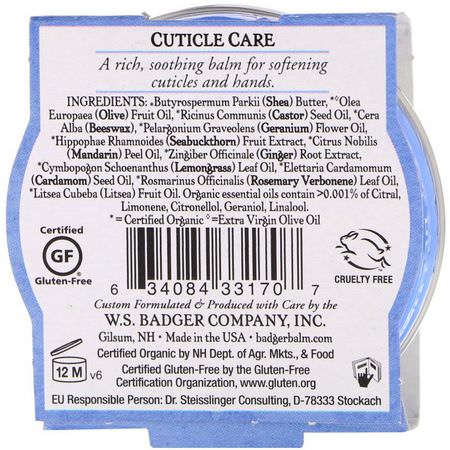Badger Company, Organic Cuticle Care, Soothing Shea Butter, .75 oz (21 g):علاجات الأظافر, العناية بالبشرة