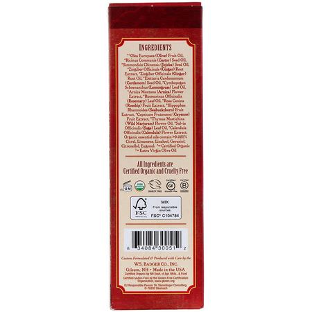 Badger Company, Organic, Deep Tissue Massage Oil, Ginger with Arnica & Cayenne, 4 fl oz (118 ml):زيت التدليك,زي,ت التدليك
