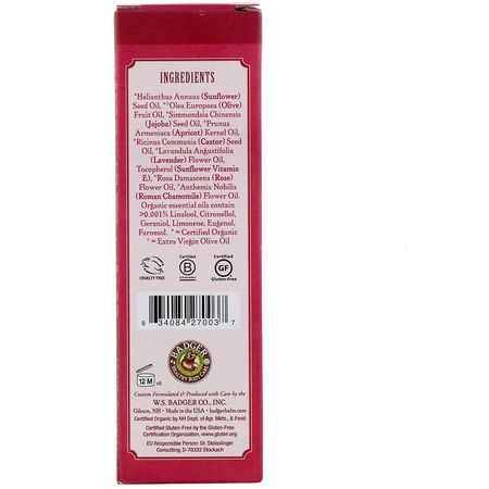 Badger Company, Organic, Face Cleansing Oil, Damascus Rose, For Dry/Delicate Skin, 2 fl oz (59.1 ml):الزي,ت, المقشر