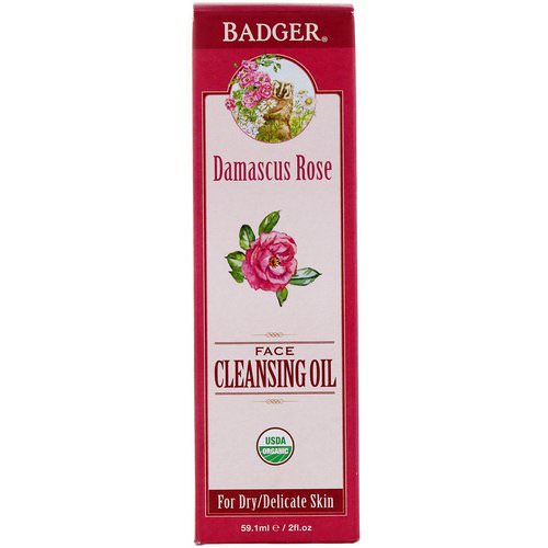 Badger Company, Organic, Face Cleansing Oil, Damascus Rose, For Dry/Delicate Skin, 2 fl oz (59.1 ml) فوائد