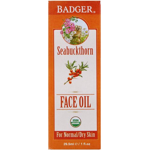 Badger Company, Organic Face Oil, Seabuckthorn, For Normal/Dry Skin, 1 fl oz (29.5 ml) فوائد