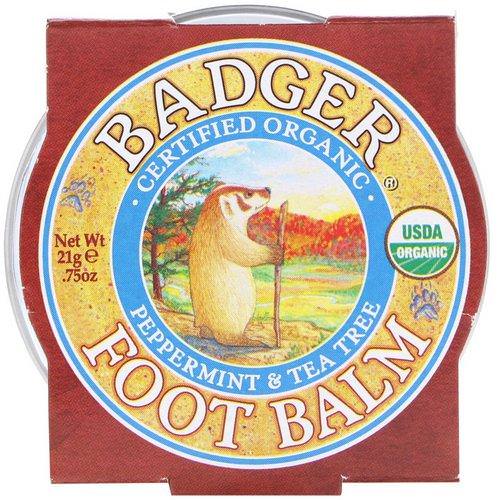 Badger Company, Organic, Foot Balm, Peppermint & Tea Tree, .75 oz (21 g) فوائد
