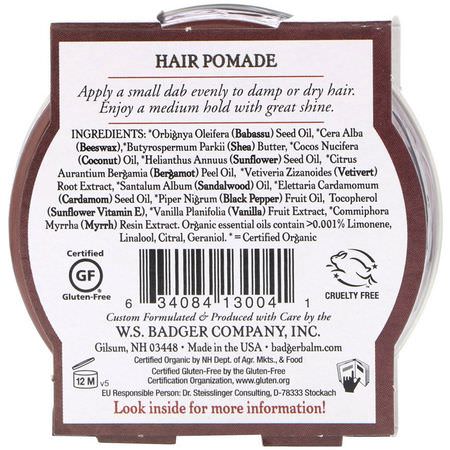 Badger Company, Organic, Hair Pomade, Navigator Class, 2 oz (56 g):تصفيف شعر الرجال, تصفيف شعر الرجال