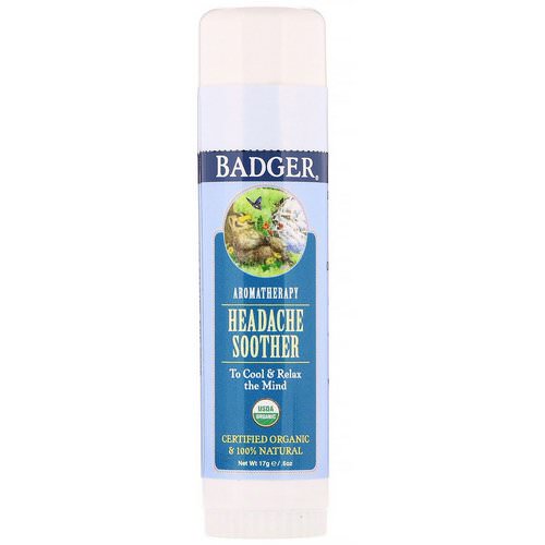 Badger Company, Organic, Headache Soother, Peppermint & Lavender, .60 oz (17 g) فوائد