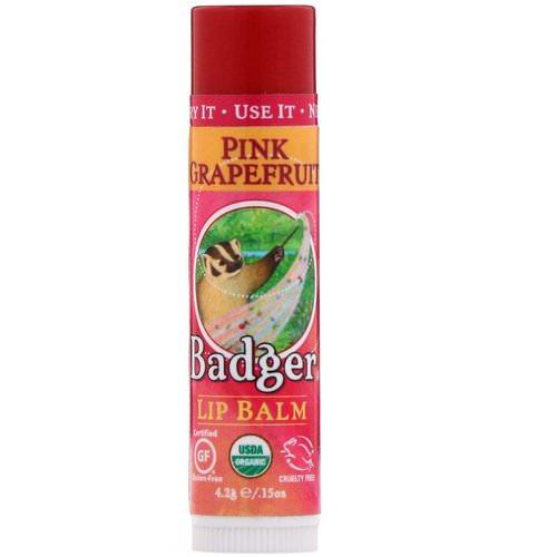 Badger Company, Organic, Lip Balm, Pink Grapefruit, .15 oz (4.2 g) فوائد