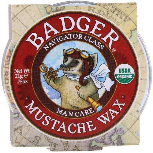 Badger Company, Organic Mustache Wax, Man Care, .75 oz (21 g) فوائد