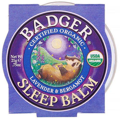 Badger Company, Organic, Sleep Balm, Lavender & Bergamot, .75 oz (21 g) فوائد