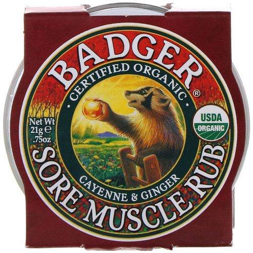 Badger Company, Sore Muscle Rub, Cayenne & Ginger, .75 oz (21 g) فوائد