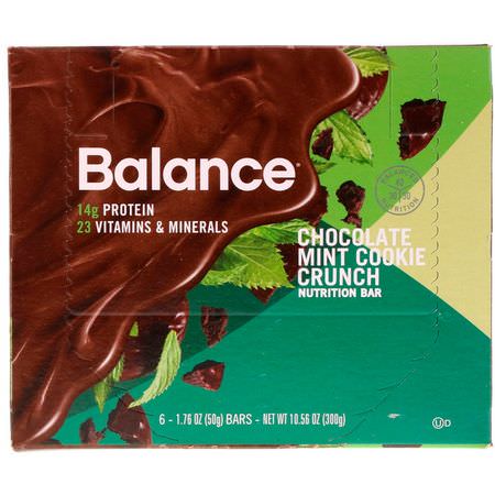 Balance Bar, Nutrition Bar, Chocolate Mint Cookie Crunch, 6 Bars, 1.76 oz (50 g) Each:الحانات الغذائية