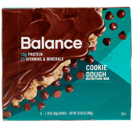 Balance Bar, Nutrition Bar, Cookie Dough, 6 Bars, 1.76 oz (50 g) Each:أشرطة التغذية