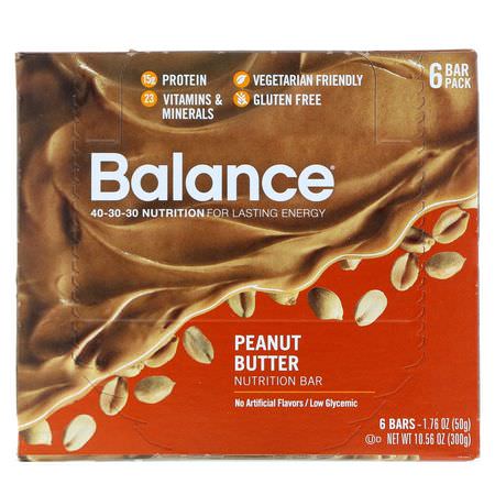 Balance Bar, Nutrition Bar, Peanut Butter, 6 Bars, 1.76 oz (50 g) Each:أشرطة التغذية