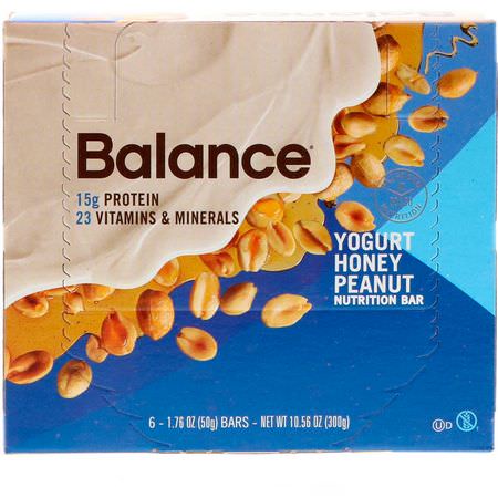 Balance Bar, Nutrition Bar, Yogurt Honey Peanut, 6 Bars, 1.76 oz (50 g) Each:الحانات الغذائية
