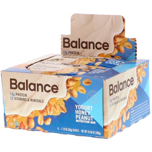 Balance Bar, Nutrition Bar, Yogurt Honey Peanut, 6 Bars, 1.76 oz (50 g) Each فوائد