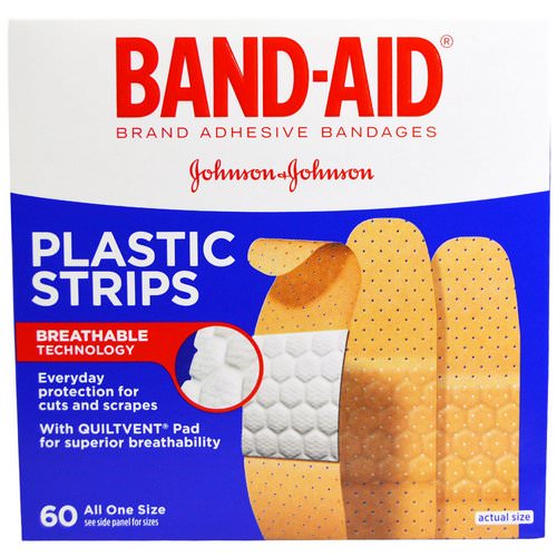 Band Aid, Adhesive Bandages, Plastic Strips, 60 Bandages فوائد