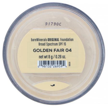 Bare Minerals, Original Foundation, SPF 15, Golden Fair 04, 0.28 oz (8 g):Foundation, وجه