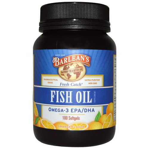 Barlean's, Fresh Catch, Fish Oil Supplement, Omega-3 EPA/DHA, Orange Flavor, 100 Softgels فوائد