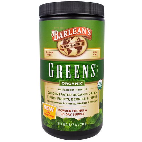 Barlean's, Greens, Powder Formula, Organic 8.47 oz (240 g) فوائد