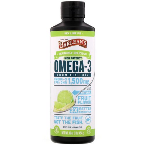 Barlean's, Omega-3 Fish Oil, Key Lime Pie, 16 oz (454 g) فوائد