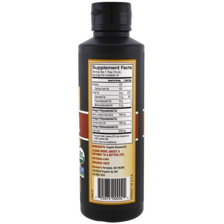 Barlean's, Organic, Fresh, Flax Oil, 12 fl oz (355 ml):مكملات بذ,ر الكتان, Omegas EPA DHA