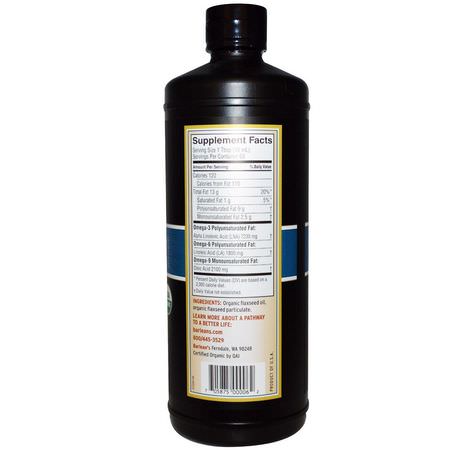 Barlean's, Organic Lignan Flax Oil, 32 fl oz (946 ml):تركيبات Omega 3-6-9, EFA