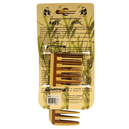 Bass Brushes, Large Wood Comb, Wide Tooth/ Fine Combination:أمشاط, فرش الشعر