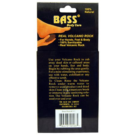 Bass Brushes, Real Volcano Rock, For Hands, Feet & Body, 1 Rock:حمام, دش
