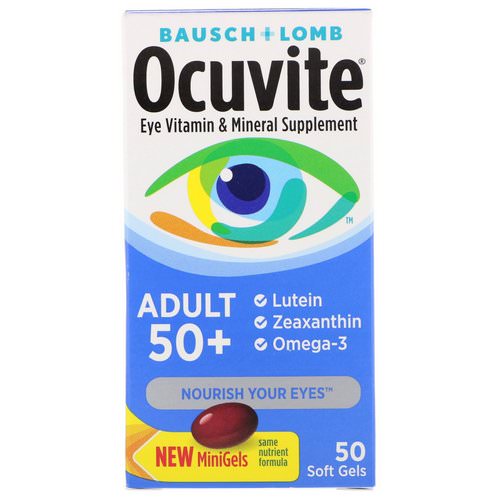 Bausch & Lomb, Ocuvite, Adult 50 +, Eye Vitamin & Mineral Supplement, 50 Soft Gels فوائد