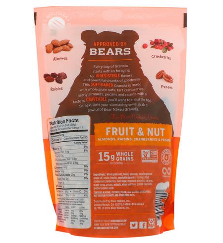 Bear Naked, 100% Pure & Natural Granola, Fruit and Nut, 12 oz (340 g):Granola, أطعمة الإفطار