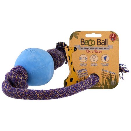 Beco Pets, Eco-Friendly Dog Ball On a Rope, Large, Blue, 1 Rope:ألعاب الحي,انات الأليفة, الحي,انات الأليفة