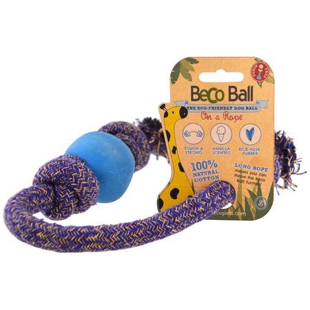 Beco Pets, Eco-Friendly Dog Ball On a Rope, Small, Blue, 1 Rope:ألعاب الحي,انات الأليفة, الحي,انات الأليفة
