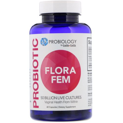 Belle+Bella, Probiology, Probiotic Flora Fem, 50 Billion CFU, 60 Capsules فوائد