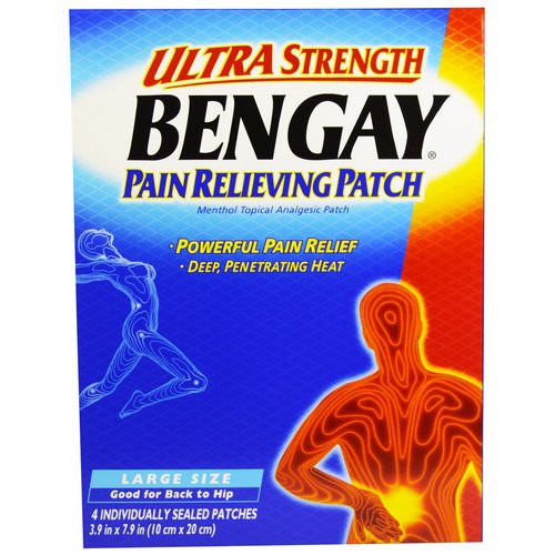 Bengay, Ultra Strength Pain Relieving Patch, Large Size, 4 Patches, 3.9 in x 7.9 in (10 cm x 20 cm) فوائد