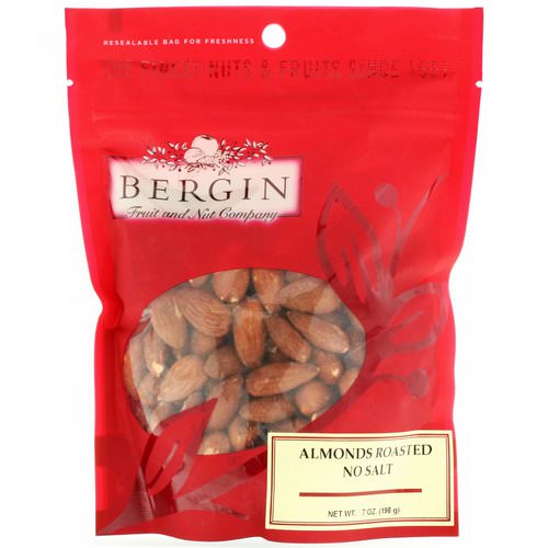 Bergin Fruit and Nut Company, Almonds Roasted, No Salt, 7 oz (198 g) فوائد