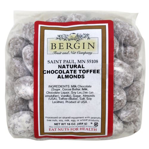 Bergin Fruit and Nut Company, Natural, Chocolate Toffee Almonds, 16 oz (454 g) فوائد