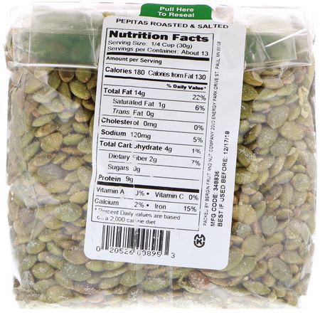Bergin Fruit and Nut Company, Pepitas Roasted & Salted, 14 oz (397 g):Pepitas, بذ,ر القرع