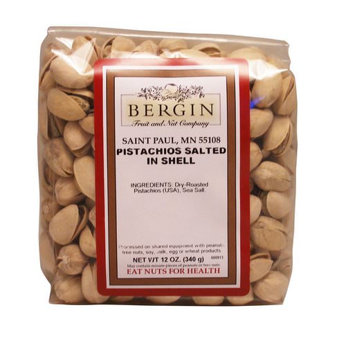 Bergin Fruit and Nut Company, Pistachios, Salted in Shell, 12 oz (340 g) فوائد