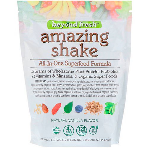 Beyond Fresh, Amazing Shake, All in One Superfood Formula, Natural Vanilla Flavor, 1.1 lb (500 g) فوائد