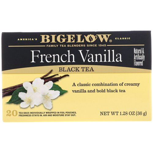 Bigelow, Black Tea, French Vanilla, 20 Tea Bags, 1.28 oz (36 g) فوائد