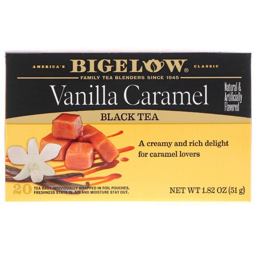 Bigelow, Black Tea, Vanilla Caramel, 20 Tea Bags, 1.82 oz (51 g) فوائد
