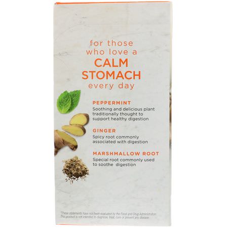 Bigelow, Calm Stomach, Ginger & Peach Herbal Tea, 18 Tea Bags, 1.35 oz (38 g):شاي الأعشاب, شاي الزنجبيل