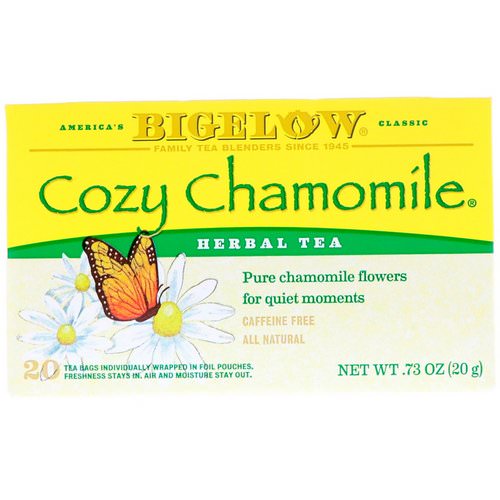 Bigelow, Cozy Chamomile Herb Tea, Caffeine Free, 20 Tea Bags, .73 oz (20 g) فوائد