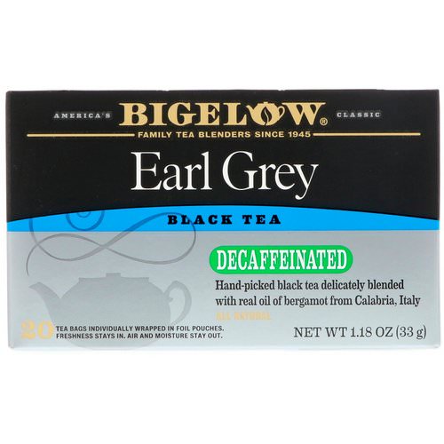 Bigelow, Earl Grey, Decaffeinated, Black Tea, 20 Tea Bags, 1.18 oz (33 g) فوائد