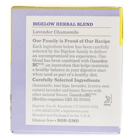 Bigelow, Herbal Tea, Lavender Chamomile Plus Probiotics, 18 Tea Bags, .98 oz (27 g):شاي الأعشاب