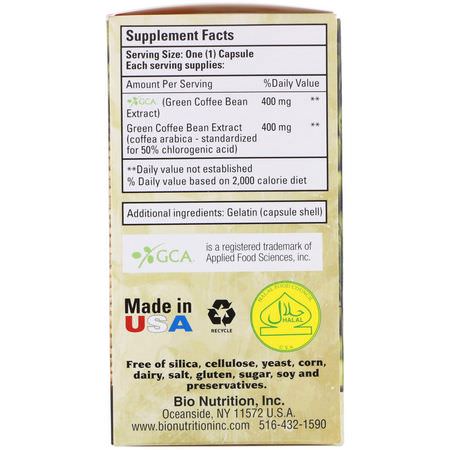 Bio Nutrition, Pure Green Coffee Bean, 800 mg, 50 Capsules:ال,زن ,الحمية