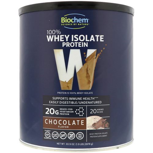 Biochem, 100% Whey Isolate Protein, Chocolate Flavor, 1.9 lbs (878 g) فوائد