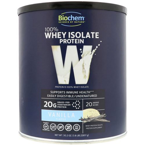 Biochem, 100% Whey Isolate Protein, Vanilla, 1.8 lbs (857 g) فوائد