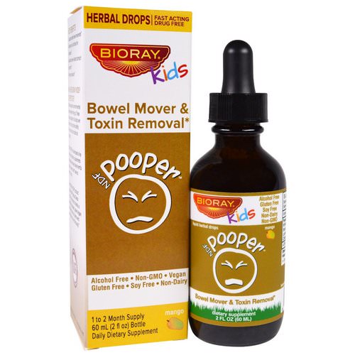 Bioray, NDF Pooper, Bowel Mover & Toxin Removal, Kids, Mango Flavor, 2 fl oz (60 ml) فوائد