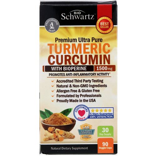 BioSchwartz, Premium Ultra Pure Turmeric Curcumin with Bioperine, 1500 mg, 90 Veggie Caps فوائد